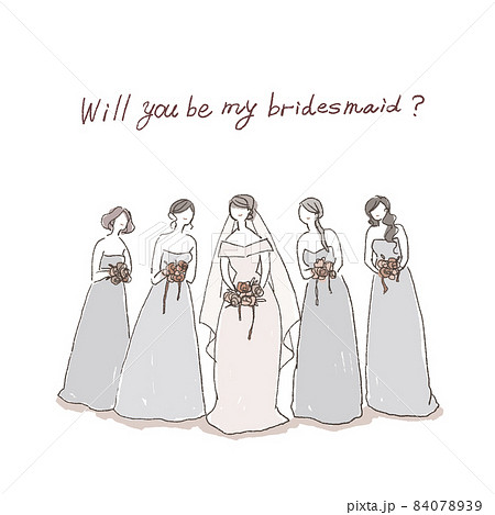 花嫁とブライズメイド 、付添人、ウエディング、結婚、　B 84078939