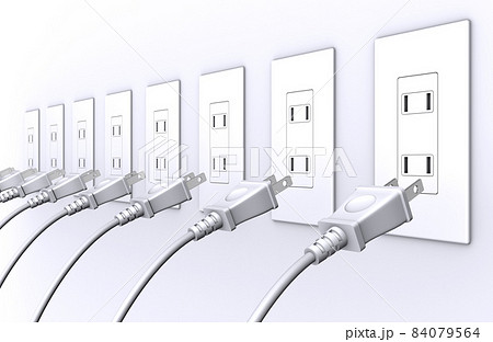 コンセントからプラグを外す。節電、エコ 84079564