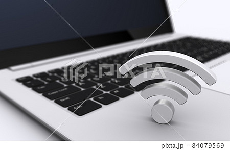 Wi-Fiアイコンとノートパソコン、Wi-Fi通信のイメージ 84079569