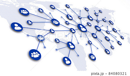 通信ネットワーと世界地図、ソーシャルネットワークのコンセプトイメージ 84080321