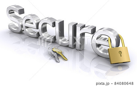 南京錠でガードされるSecureの文字、Secureのセキュリティイメージ 84080648