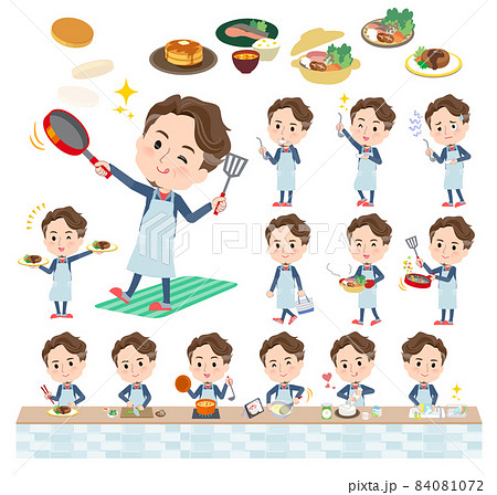 料理に関するスポーツウエアを着た中年男性のセット 84081072