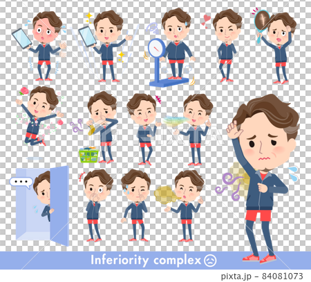 A set of middle-aged men wearing sportswear for inferiority complex A set of middle-aged men wearing sportswear for inferiority complex 84081073