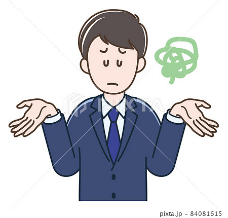 手を広げてがっかりする若いビジネスマンのイラストのイラスト素材