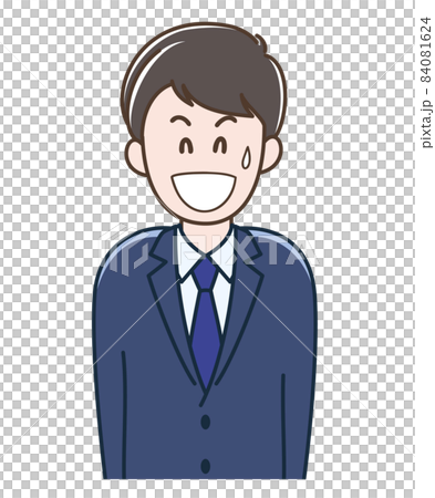 一個年輕的商人笑出冷汗的插圖 一個年輕的商人笑出冷汗的插圖 84081624