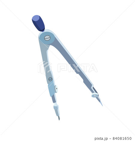Blue And Gray Bow Compass With Round Flat Style Isolated On White Background 84081650
