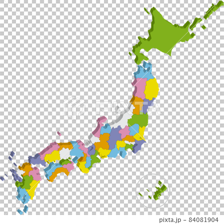 プレーンで立体的な日本地図 都道府県 プレーンで立体的な日本地図 都道府県 84081904