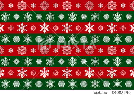 赤と緑の縞に雪の結晶模様 84082590