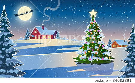 Winter snow landscape and houses 84082891