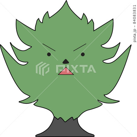 怒る表情の可愛い木のキャラクター素材のイラスト素材 8401