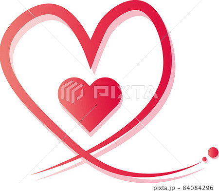 赤い糸に囲まれたハートマーク のイラスト素材