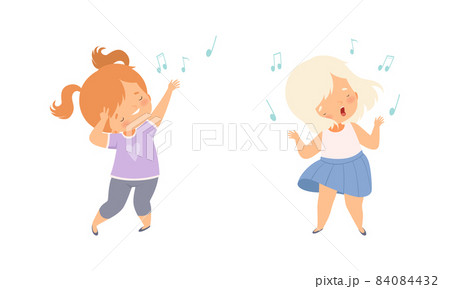Little Kids Dancing to Music Rhythm and Singing Vector Set Little Kids Dancing to Music Rhythm and Singing Vector Set 84084432