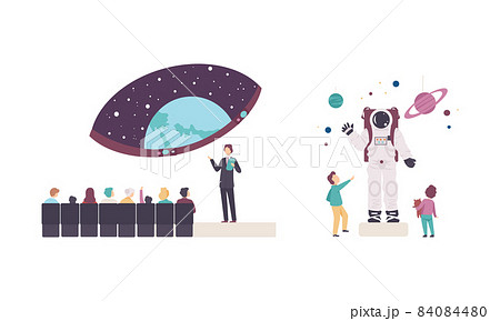 People Character Visiting Planetarium Learning about Astronomy and Night Sky Vector Set People Character Visiting Planetarium Learning about Astronomy and Night Sky Vector Set 84084480