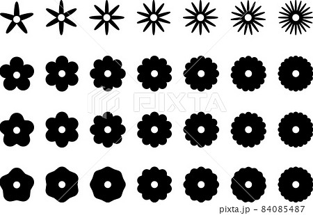 中央に丸があるお花っぽい形アイコンセット_黒 中央に丸があるお花っぽい形アイコンセット_黒 84085487