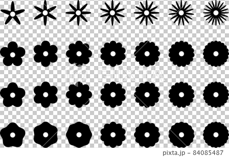 Flower-like icon set with a circle in the center_black Flower-like icon set with a circle in the center_black 84085487