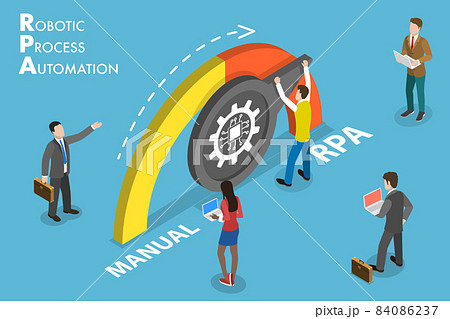 3D Isometric Vector Conceptual Illustration of RPA - Robotic Process Automation. 84086237