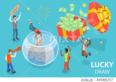 3D Isometric Flat Vector Conceptual Illustration of Lucky Draw. 84086257