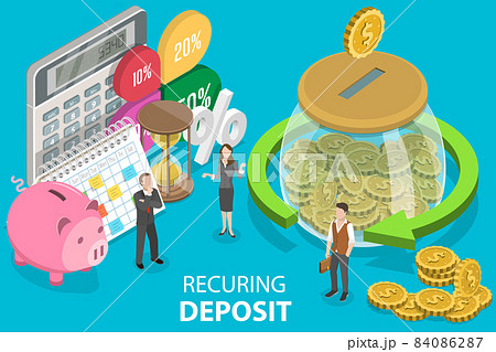 3D Isometric Flat Vector Conceptual Illustration of Recurring Deposit Account. 3D Isometric Flat Vector Conceptual Illustration of Recurring Deposit Account. 84086287