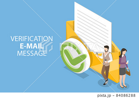 3D Isometric Flat Vector Conceptual Illustration of Verification Email Message. 84086288