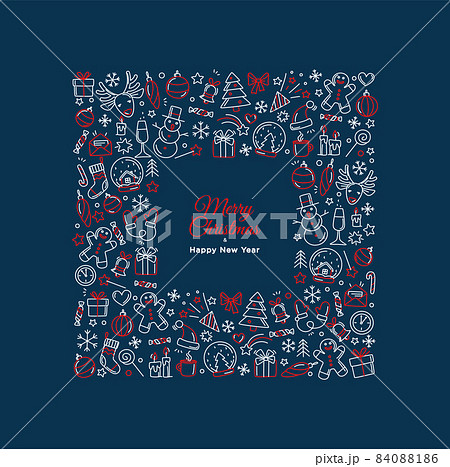 Merry Christmas Happy New Year background frame border pattern. 84088186