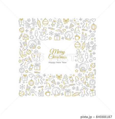 Merry Christmas Happy New Year background frame border pattern. Merry Christmas Happy New Year background frame border pattern. 84088187