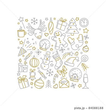 Merry Christmas Happy New Year background pattern. 84088188