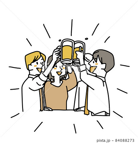 ビールで乾杯する四人のビジネスマン 84088273