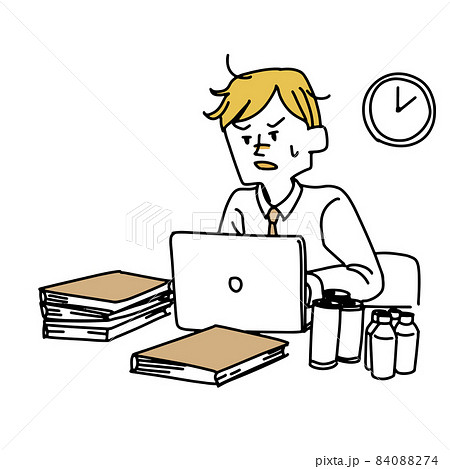 遅くまで残業しているサラリーマン 84088274