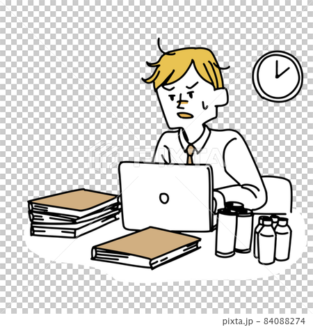 遅くまで残業しているサラリーマン 84088274