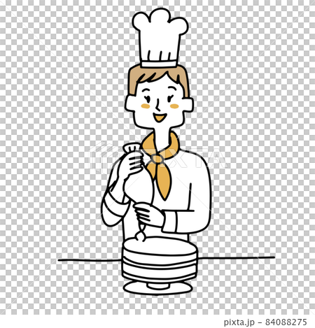 ケーキにクリームを絞るパティシエ 84088275