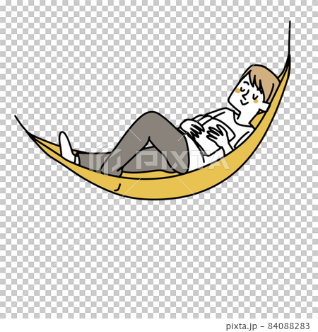 ハンモックに揺られながら昼寝する男性 ハンモックに揺られながら昼寝する男性 84088283