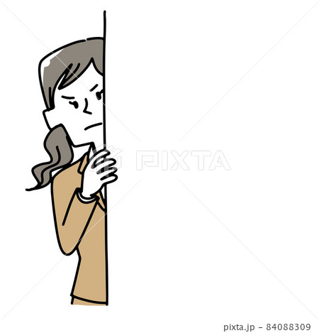 壁の向こうから覗いている女性 84088309