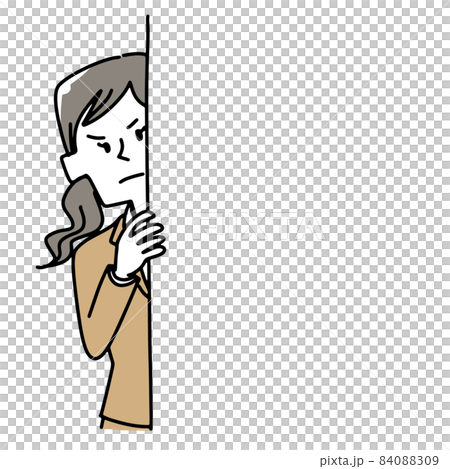一個女人從牆後偷看 一個女人從牆後偷看 84088309