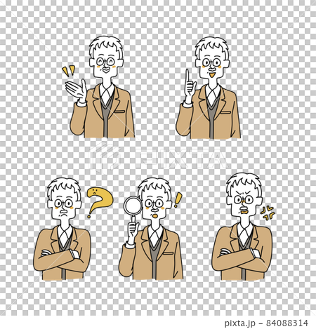 白鬍子男子設置各種面部表情 84088314