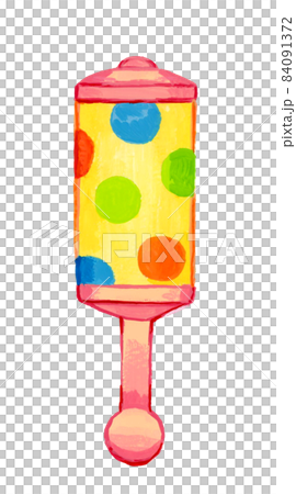 赤ちゃんガラガラの手描きイラスト ベビーグッズの厚塗り絵本風イラスト 赤ちゃんガラガラの手描きイラスト ベビーグッズの厚塗り絵本風イラスト 84091372