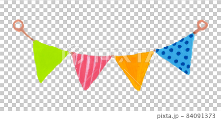 ガーランドの手描きイラスト　かわいい絵本風イラスト 84091373