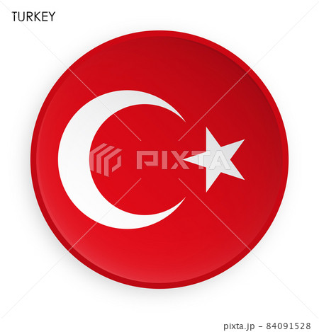 TURKEY flag icon in modern neomorphism style. Button for mobile application or web. Vector on white background