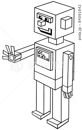 cartoon funny robot fantasy character coloring book page 84091642