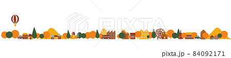 カラフルな町並みのイラスト（秋色） 84092171