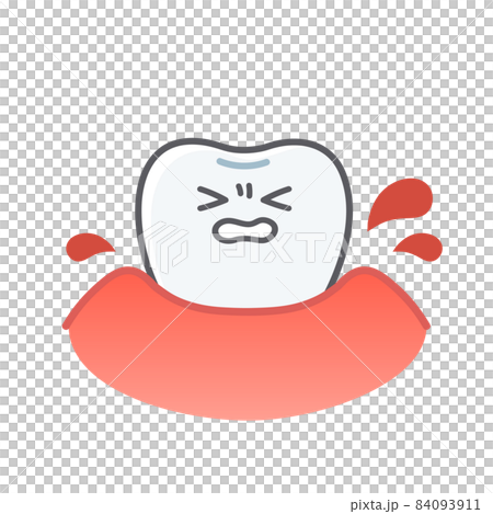 歯肉炎に悩む歯のシンプルで可愛いイラストのイラスト素材