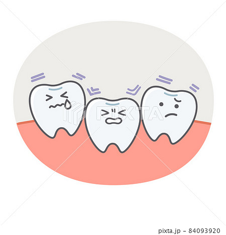 歯並びに悩む歯のシンプルで可愛いイラストのイラスト素材