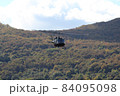 The helicopter in flight over the wood 84095098