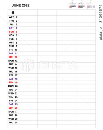 June 2022 , Calendar template design for Business monthly planner and notes. Week starts on Sunday , Monthly planner for 2021 year and Stationery vector design. June 2022 , Calendar template design for Business monthly planner and notes. Week starts on Sunday , Monthly planner for 2021 year and Stationery vector design. 84096676