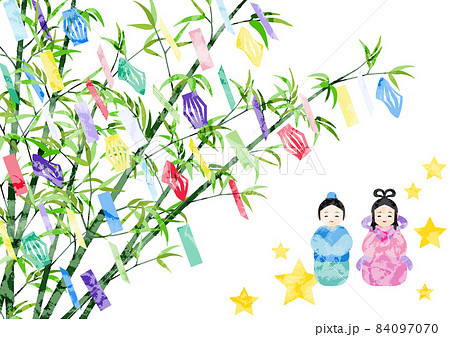 七夕の節句-織姫と彦星と七夕飾り 七夕の節句-織姫と彦星と七夕飾り 84097070