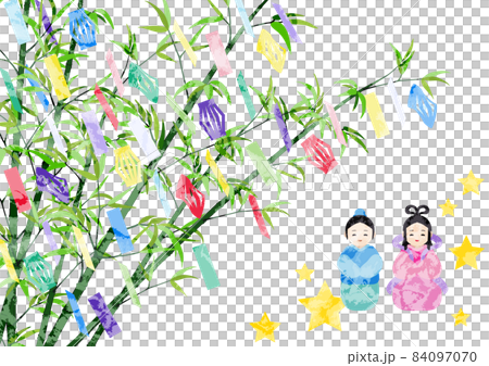 七夕の節句-織姫と彦星と七夕飾り 七夕の節句-織姫と彦星と七夕飾り 84097070