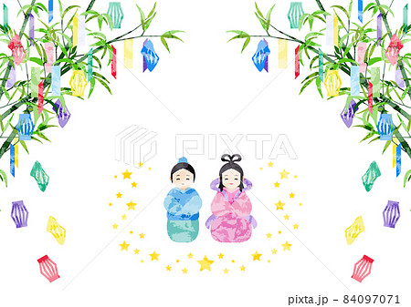 七夕の節句-織姫と彦星と七夕飾り 七夕の節句-織姫と彦星と七夕飾り 84097071