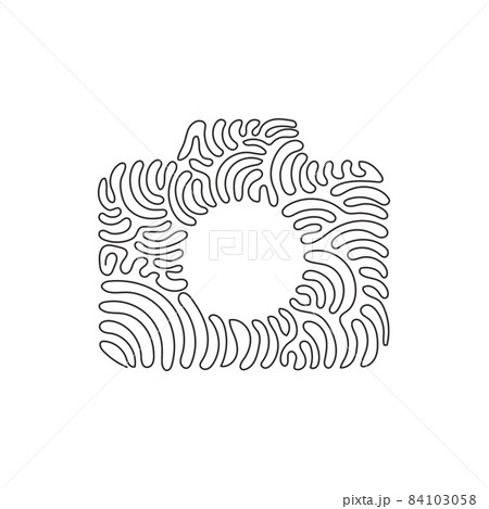 Single one line drawing camera linear icon, simple digital device flat design for app logo web website button ui ux interface. Swirl curl style. Continuous line draw design graphic vector illustration 84103058