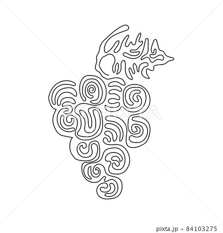 Continuous one line drawing healthy organic grapes for vineyard logo. Fresh tropical fruitage concept for fruit orchard garden icon. Swirl curl style. Single line draw design vector illustration 84103275