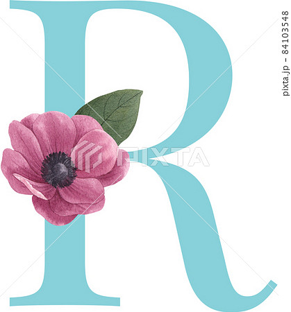Floral pastel watercolor style. Blooming spring floral card. Alphabet A-Z are isolated 84103548
