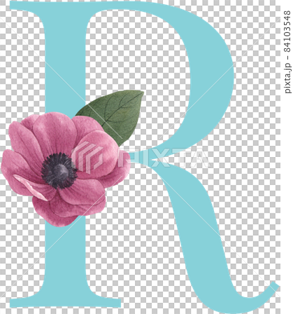 Floral pastel watercolor style. Blooming spring floral card. Alphabet A-Z are isolated 84103548